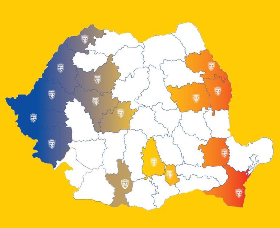 Harta eurotricolorilor / foto: FRF De unde provin jucătorii care ne-au reprezentat la Euro 2024 » Căpitanul, născut într-o comună cu sub 2.000 de locuitori