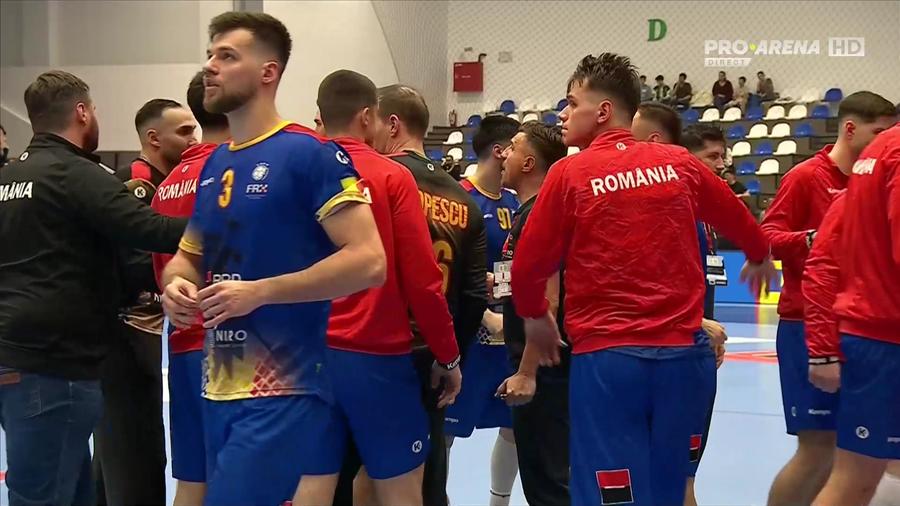 Tricolorii, pregătiți de repriza secundă/Foto: captură Pro Arena România, victorie clară cu Israel în preliminariile Campionatului European din 2026 » Tricolorii au dominat categoric repriza secundă