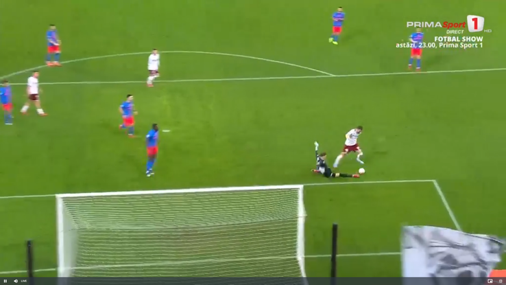 Rapid a cerut penalty în prima repriză a derby-ului cu FCSB, foto: captură Prima Sport