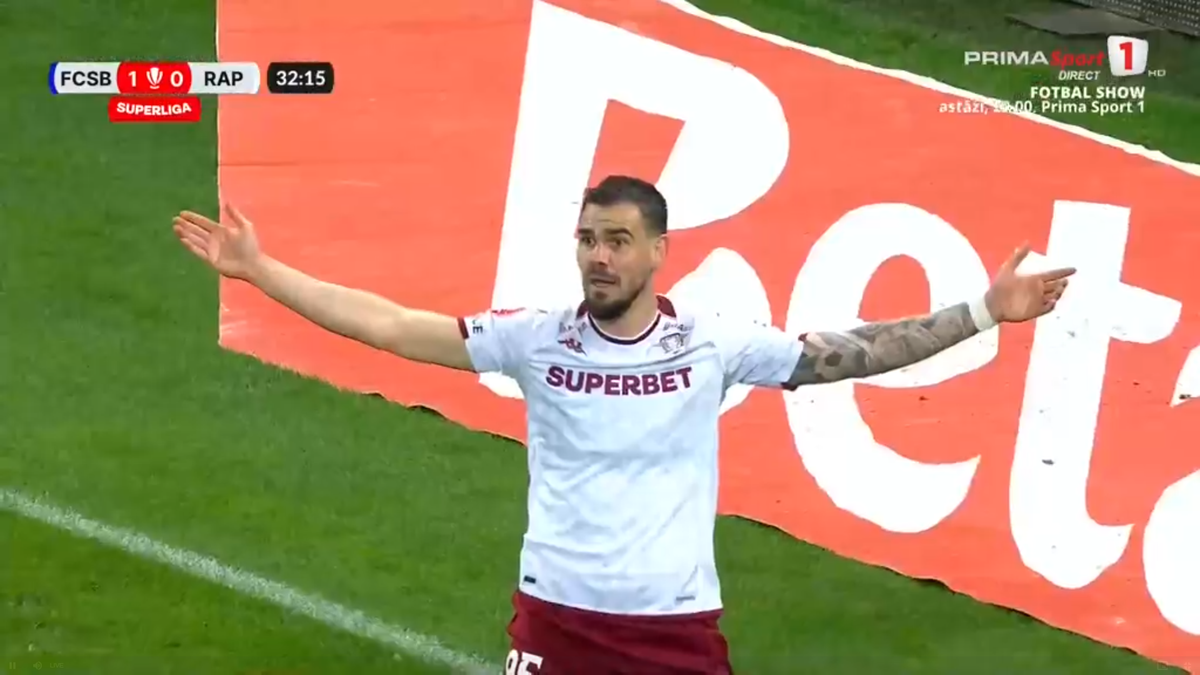Rapid a cerut penalty în prima repriză a derby-ului cu FCSB