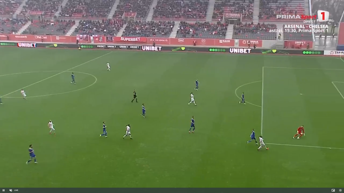 Gol de cascadorii râsului în Superliga! Ploaia de la Sibiu l-a doborât pe portarul Krell