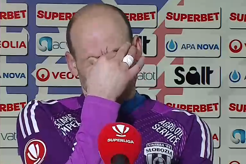 Denis Rusu, în lacrimi după înfrângerea de la ultima fază // FOTO Captură @Digi Sport 1