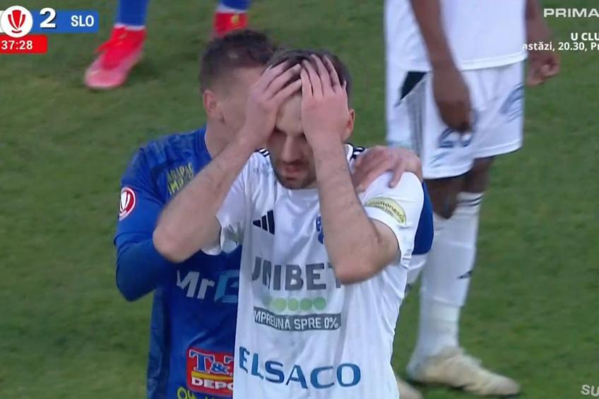 Mykola Kovtalyuk, autogol și cartonaș roșu într-un interval de 4 minute! // FOTO: captură Prima Sport