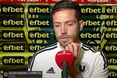 Alex Chipciu (33 de ani), extrema lui U Cluj, a oferit un interviu scurt, de 40 de secunde, după victoria cu Petrolul, scor 2-0.