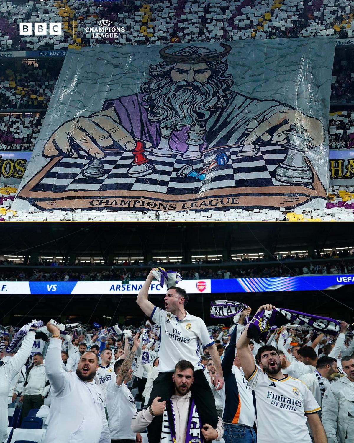Scenografie impresionantă la Real Madrid - Arsenal