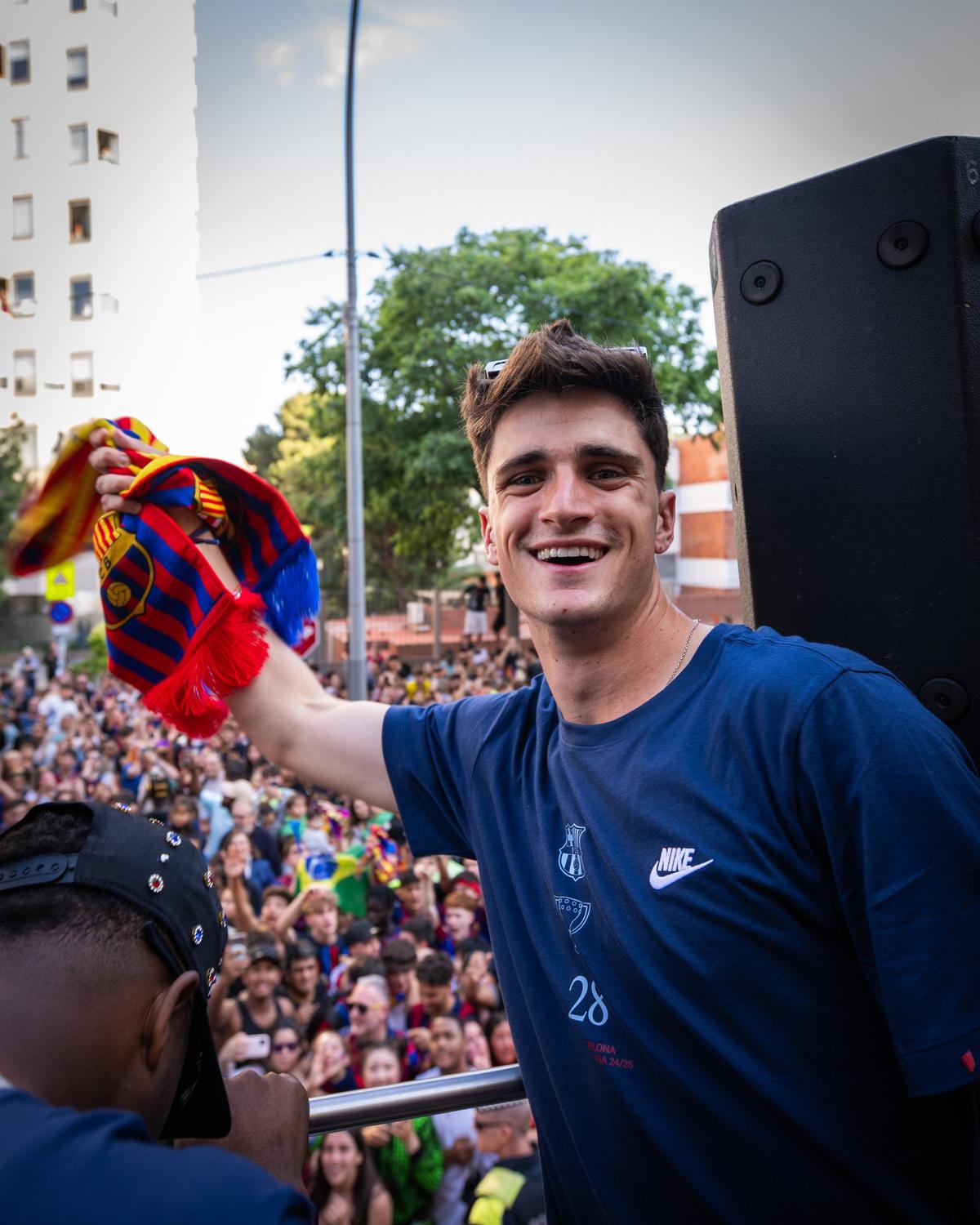 Imagini de la petrecerea de titlu a celor de la FC Barcelona