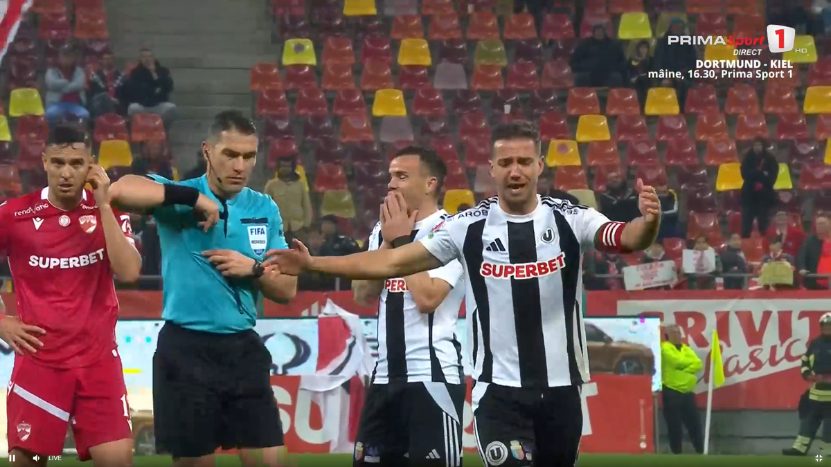 Alex Chipciu, gesturi uluitoare în Dinamo - U Cluj » S-a tăvălit în fața lui Istvan Kovacs, apoi a fost eliminat