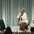Michelle Obama și Serena Williams în timpul podcastului