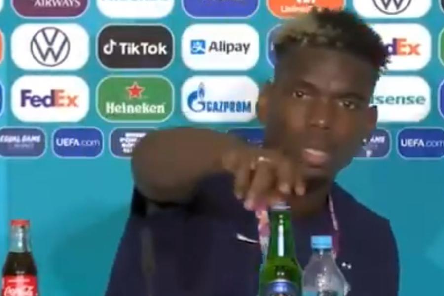 Pogba, deranjat de sticla de bere din fața lui Pogba l-a imitat pe Cristiano Ronaldo! Ce l-a deranjat pe francez la conferința de presă