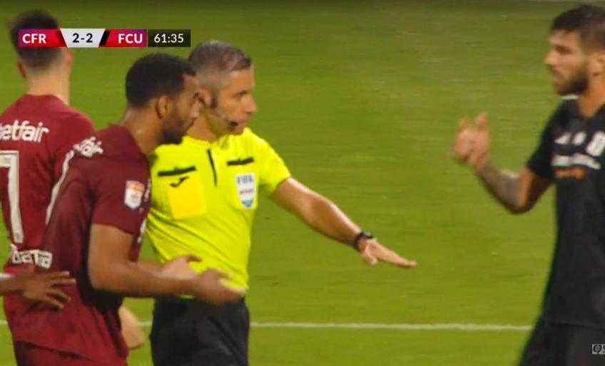 În minutul 62 al disputei cu FCU Craiova 1948, CFR Cluj a cerut lovitură un penalty, la duelul dintre Mario Camora (34 de ani) și Radu Negru (22 de ani). În acel moment, scorul era 2-2.