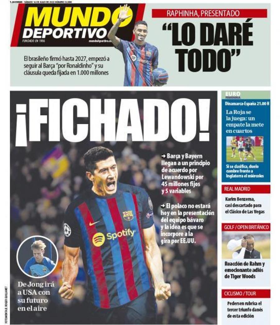 Mundo Deportivo anunță azi pe prima pagină transferul lui Lewandowski, marea lovitură a Barcelonei Barcelona, anunț oficial: „Acord cu Bayern pentru Lewandowski”! Toate detaliile transferului istoric
