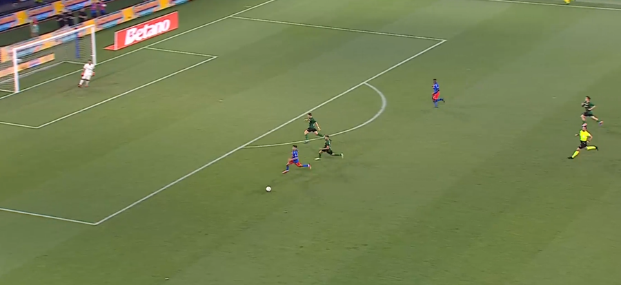 FCSB nu reușește să concretizeze un contraatac în superioritate. Captură: Voyo FCSB, victorie lejeră în fața celor de la Virtus, 4-0 » Pentru campioana României, urmează Maccabi Tel Aviv, „regina” Israelului