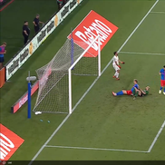 Golul de 4-0 al lui Miculescu din FCSB - Virtus. Captură: Voyo