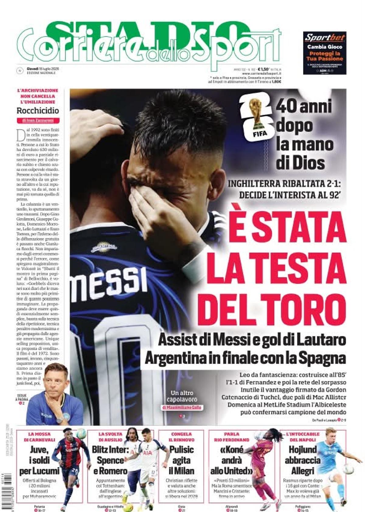 Ziarele de Anglia și Argentina, după semifinala de la Mondial