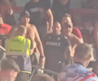 Scene îngrozitoare în timpului meciului din Europa League » În urletele copiilor speriați, suporterii au fugit pe gazon de teama ultrașilor