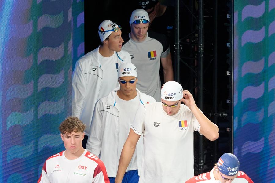 Denis Popescu, Matei State, Vlad Mihalache și Patrick Dinu FOTO Roxana Fleșeru Delegația României și-a încheiat evoluția la Campionatele Europene de la Paris cu un record național în proba de ștafetă 4x100 m mixt: „Mai avem de muncă”