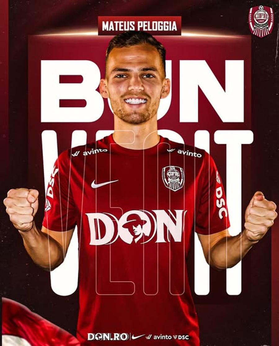 Mateus Peloggia, prezentat la CFR Cluj / Foto: Facebook CFR Cluj a anunțat transferul unui brazilian de 22 de ani