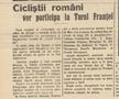 Anunțul că România urma să aibă patru cicliști la Turul Franței, la ediția din 1936