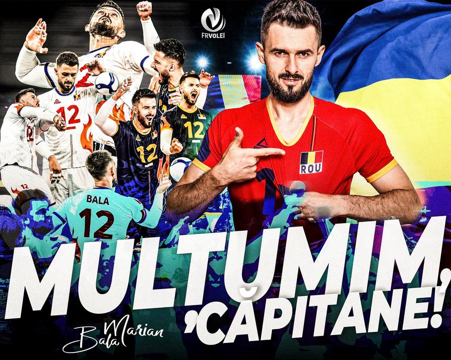 Marian Bala se retrage de la echipa națională // foto: Facebook Căpitanul naționalei de volei a României și-a anunțat retragerea după Campionatul European