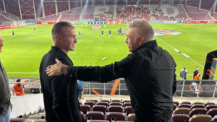 Edi Iordănescu și Daniel Pancu la Hapoel Beer Sheva - Dinamo Zagreb