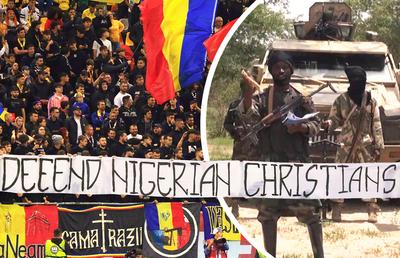 „Apărați creștinii din Nigeria” » Ce înseamnă bannerul neașteptat afișat de galeria României la meciul cu Austria: „Sunt 19.000 de biserici distruse”