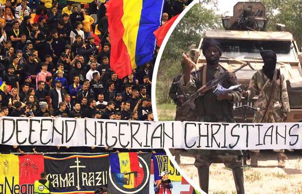 „Apărați creștinii din Nigeria” » Ce înseamnă bannerul neașteptat afișat de galeria României la meciul cu Austria: „Sunt 19.000 de biserici distruse”