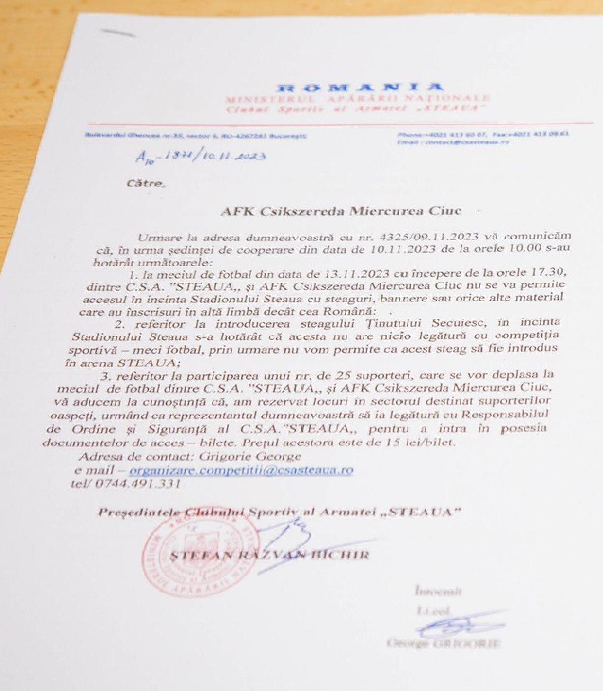 Steaua - Csíkszereda va continua în instanță! Ciucanii îi acuză pe steliști de discriminare!