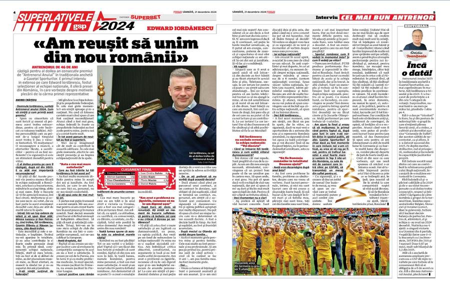 Gazeta va publica și în acest an o ediție print specială cu Ancheta tradițională Mâine sunt Superlativele GSP » Edi Iordănescu predă ștafeta și votează Antrenorul Anului 2025: „Încă NU a realizat ceva, dar țineți cont de un lucru!”