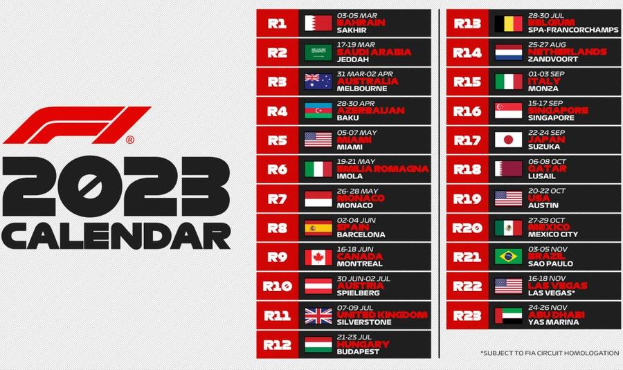 sursă foto: Twitter @F1 Când și unde vor avea loc cursele de Formula 1 în 2023 » Fără întrecere în China!