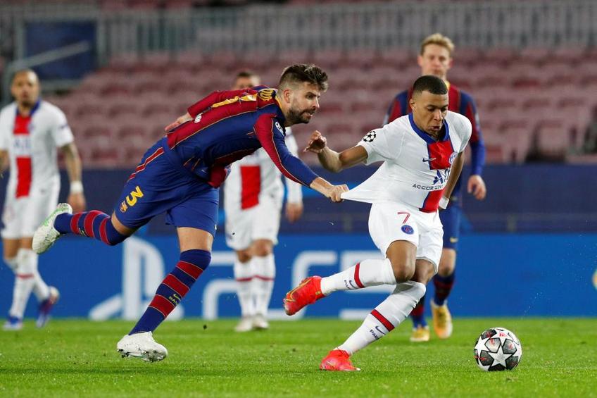 Pique versus Mbappe în Barcelona - PSG. Foto: reuters
