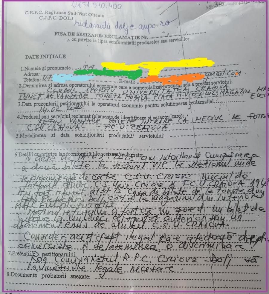 foto: Republica Oltenia Universitatea Craiova, sancționată de Protecția Consumatorului după derby-ul din Bănie