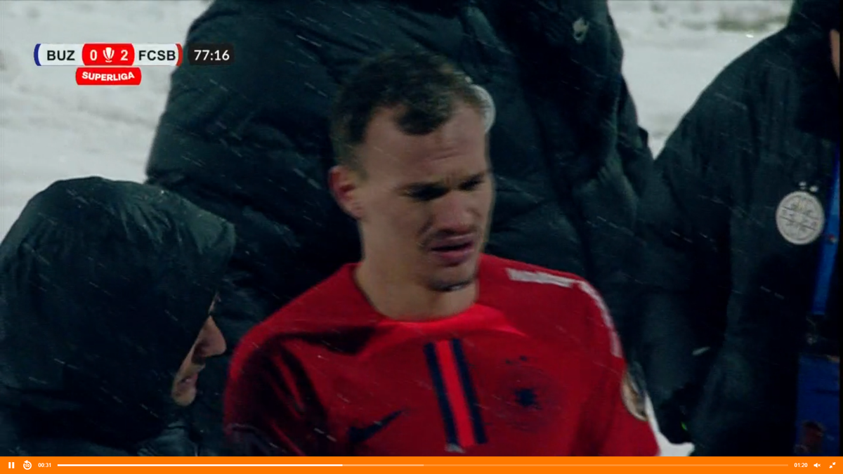 Alexandru Pantea s-a accidentat în Buzău - FCSB și a părăsit terenul în lacrimi