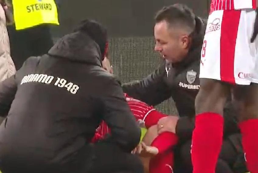Georgi Milanov s-a pus pe gazon imediat după Dinamo - Slobozia/ FOTO: captură Digi Sport