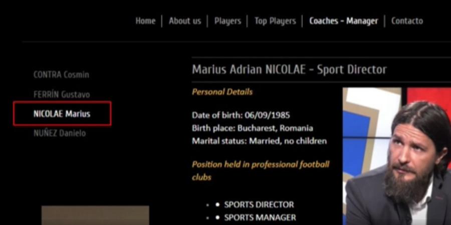 CV-ul lui Mario Nicolae de pe site-ul firmei Futbol 1950 EXCLUSIV Managerul lui Dinamo, pus în dificultate în direct: „Mai colaborezi cu firma de impresariat? Pe site așa scrie”