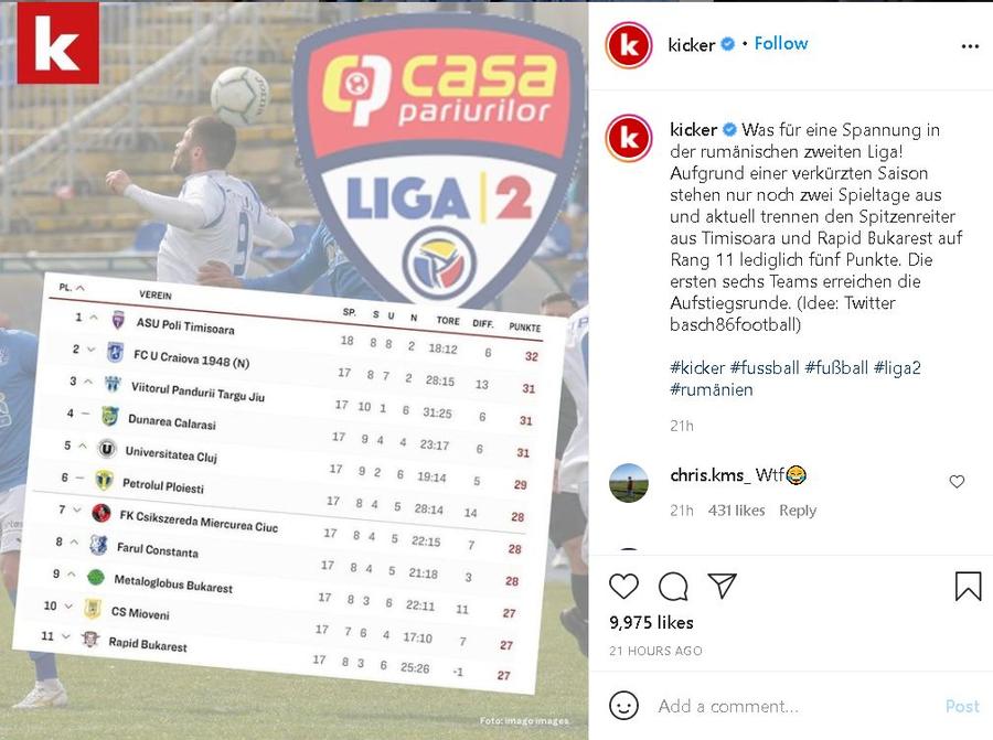 FOTO Și nemții se miră de ce e în Liga 2 din România! » Imaginea care i-a uimit pe jurnaliștii de la Kicker