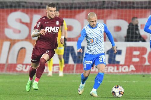 Alex Mitriță, în dreapta, i-a provocat CFR-ului prima înfrângere pe teren propriu în meciul inaugural din play-off Foto: Facebook Universitatea Craiova