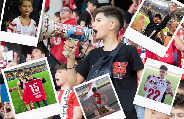 Șef de galerie la 14 ani. Povestea puștiului îndrăgostit de Dinamo: la stadion de la 4 ani, joacă fotbal de la 5 ani și visează să îmbrace tricoul echipei favorite în Liga 1