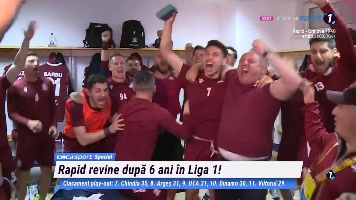 FOTO Rapid bucurie în vestiar după promovare