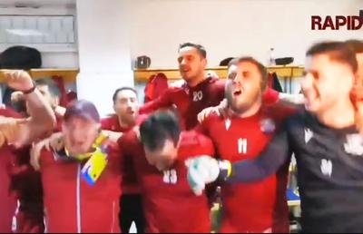 Rapid sărbătorește promovarea în Liga 1! Imagini senzaționale din vestiar, chiar înaintea meciului cu FC U Craiova