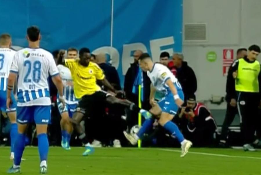 Faultul pentru care Mendy a primit al doilea „galben” Momentul decisiv? U Cluj a rămas în 10 oameni înainte de pauză, după o fază confuză
