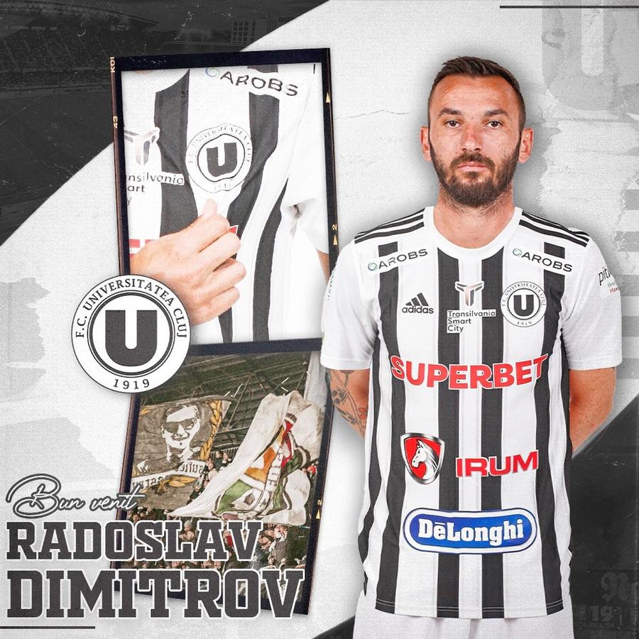 Radoslav Dimitrov, prezentat oficial la U Cluj. Foto: Facebook: @ FC Universitatea Cluj U Cluj a anunțat transferul unui jucător cu 3 Cupe ale României în palmares