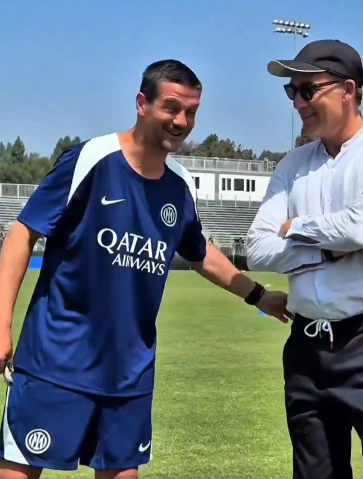 Cristi Chivu a fost vizitat la antrenament în Los Angeles de prietenul său englez, actorul Clive Owen, mare fan Inter
