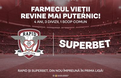 4 ani, 3 divizii, un parteneriat: Rapid și Superbet, din nou împreună în prima ligă!
