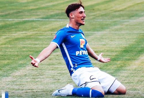 Farul - FCU Craiova: Bucuria lui Grameni după „torpila” prin care a deschis scorul în minutul 2. Foto: Facebook @ Farul Constanța