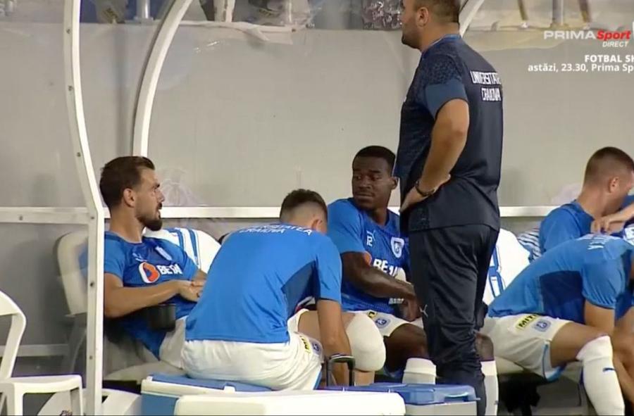 FOTO: Captură TV @Prima Sport 1 Bătăi de cap pentru Neagoe » Koljic s-a accidentat la pauză și i-a încurcat toate planurile