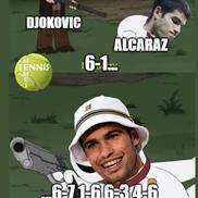 Alcaraz l-a doborât pe Djokovic după ce fusese îngenuncheat în primul set
