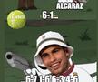 Alcaraz l-a doborât pe Djokovic după ce fusese îngenuncheat în primul set