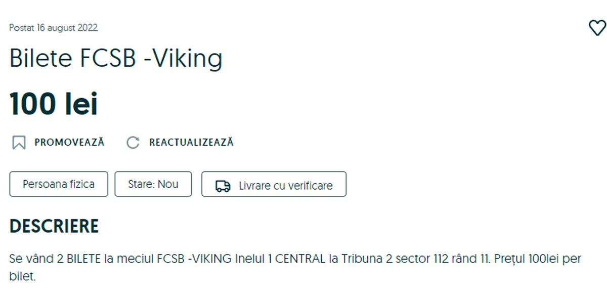 Bilete FCSB - Viking