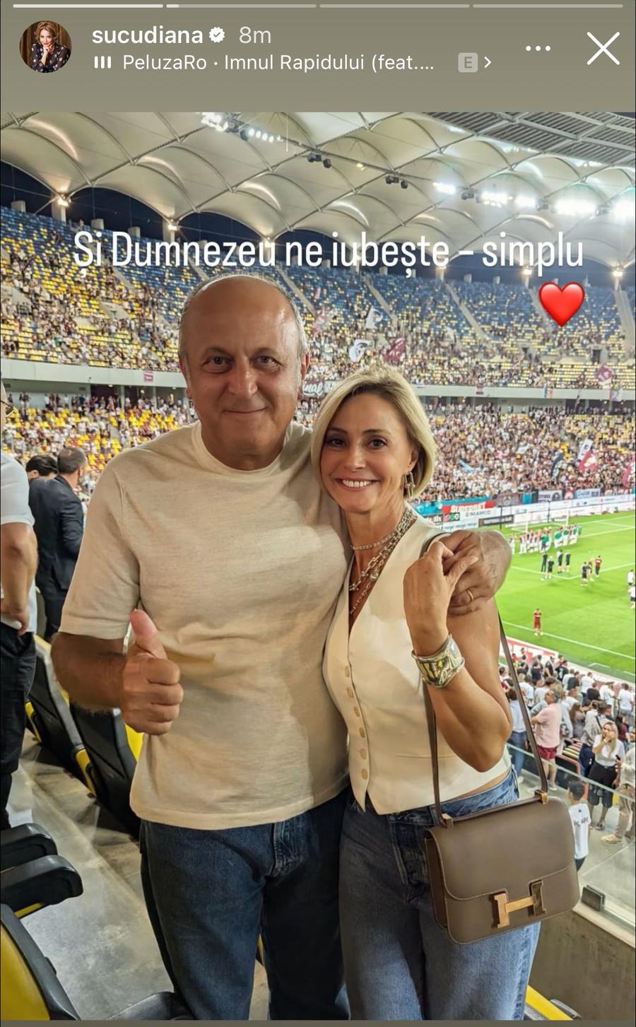 Sursă foto: Instagram Diana Șucu Cum au fost surprinși Dan și Diana Șucu, imediat după fluierul final din Rapid - FCSB 2-2: „Și Dumnezeu ne iubește”