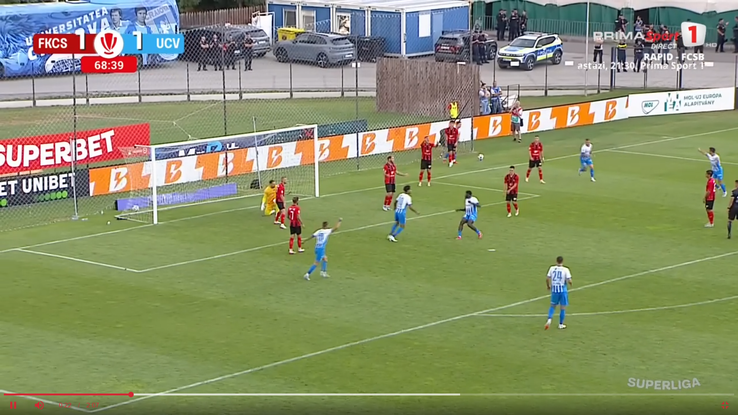 Al doilea gol marcat de Nsimba în Csikszereda - Universitatea Craiova. FOTO: captură Prima Sport